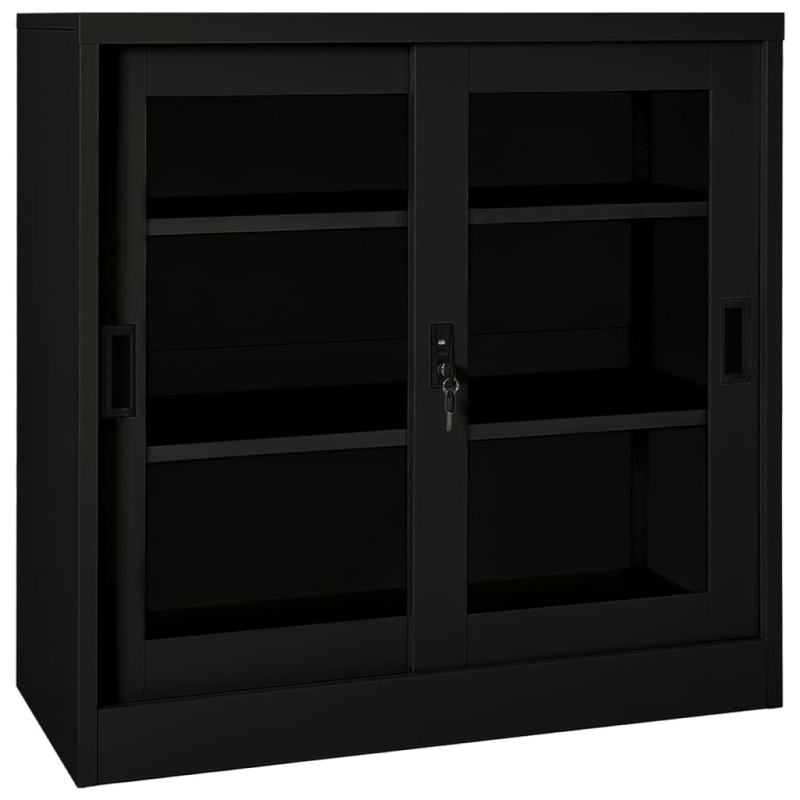 vidaXL Schrank mit Schiebetür Schwarz 90x40x90 cm Stahl vidaXL Schrank mit Schiebetür Schwarz 90x40x90 cm Stahl