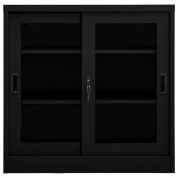 vidaXL Schrank mit Schiebetür Schwarz 90x40x90 cm Stahl