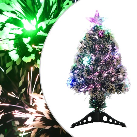 vidaXL Weihnachtsbaum mit LEDs Grün und Weiß 64 cm Fiberoptik