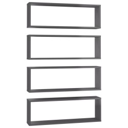 vidaXL Würfelregale 4 Stk. Hochglanz-Grau 80x15x26,5 cm Holzwerkstoff