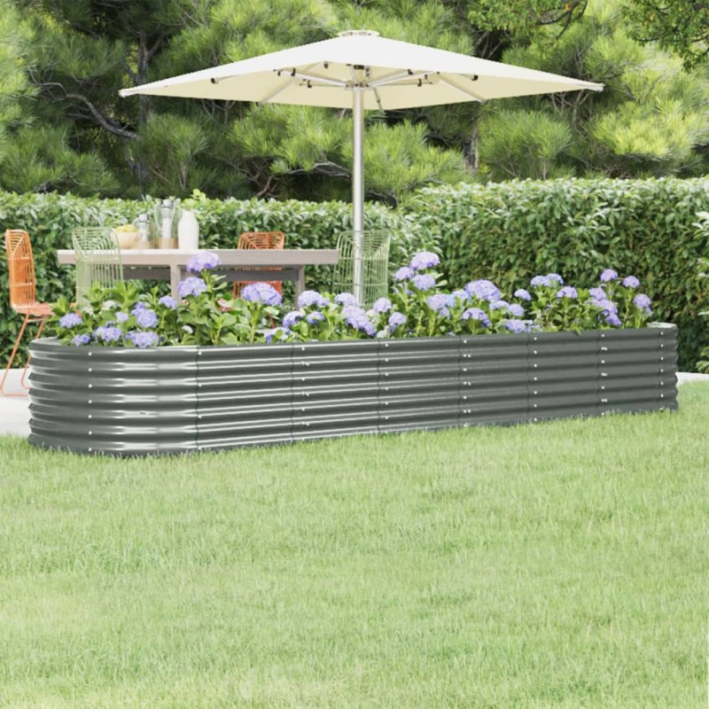 vidaXL Hochbeet Pulverbeschichteter Stahl 296x80x36 cm Grau vidaXL Hochbeet Pulverbeschichteter Stahl 296x80x36 cm Grau