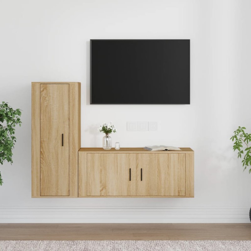vidaXL 2-tlg. TV-Schrank-Set Sonoma-Eiche Holzwerkstoff vidaXL 2-tlg. TV-Schrank-Set Sonoma-Eiche Holzwerkstoff