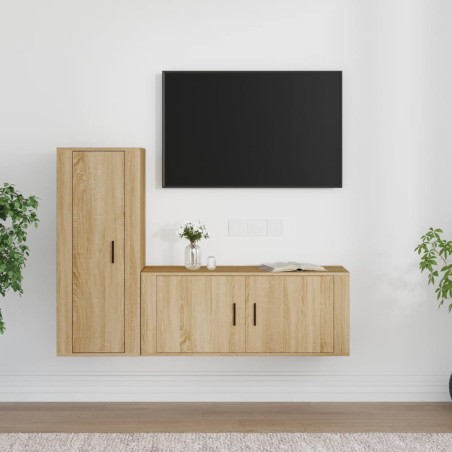 vidaXL 2-tlg. TV-Schrank-Set Sonoma-Eiche Holzwerkstoff