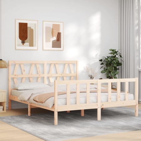 vidaXL Massivholzbett mit Kopfteil