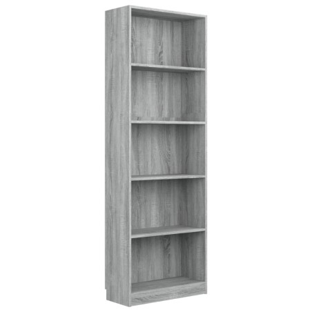 vidaXL Bücherregal 5 Fächer Grau Sonoma-Eiche 60x24x175 Holzwerkstoff