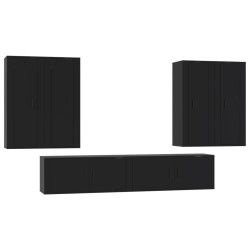 vidaXL 6-tlg. TV-Schrank-Set Schwarz Holzwerkstoff