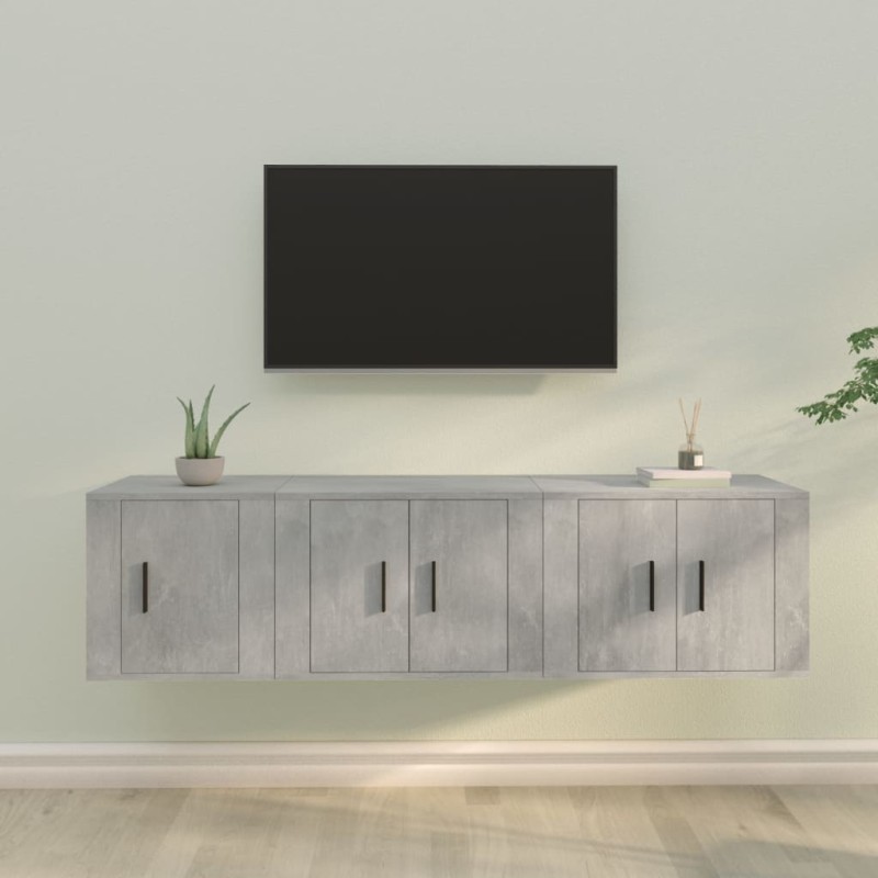 vidaXL 3-tlg. TV-Schrank-Set Betongrau Holzwerkstoff vidaXL 3-tlg. TV-Schrank-Set Betongrau Holzwerkstoff