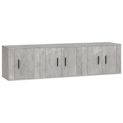 vidaXL 3-tlg. TV-Schrank-Set Betongrau Holzwerkstoff