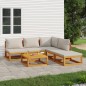 vidaXL 6-tlg. Garten-Lounge-Set mit Hellgrauen Kissen Massivholz vidaXL 6-tlg. Garten-Lounge-Set mit Hellgrauen Kissen Massivholz