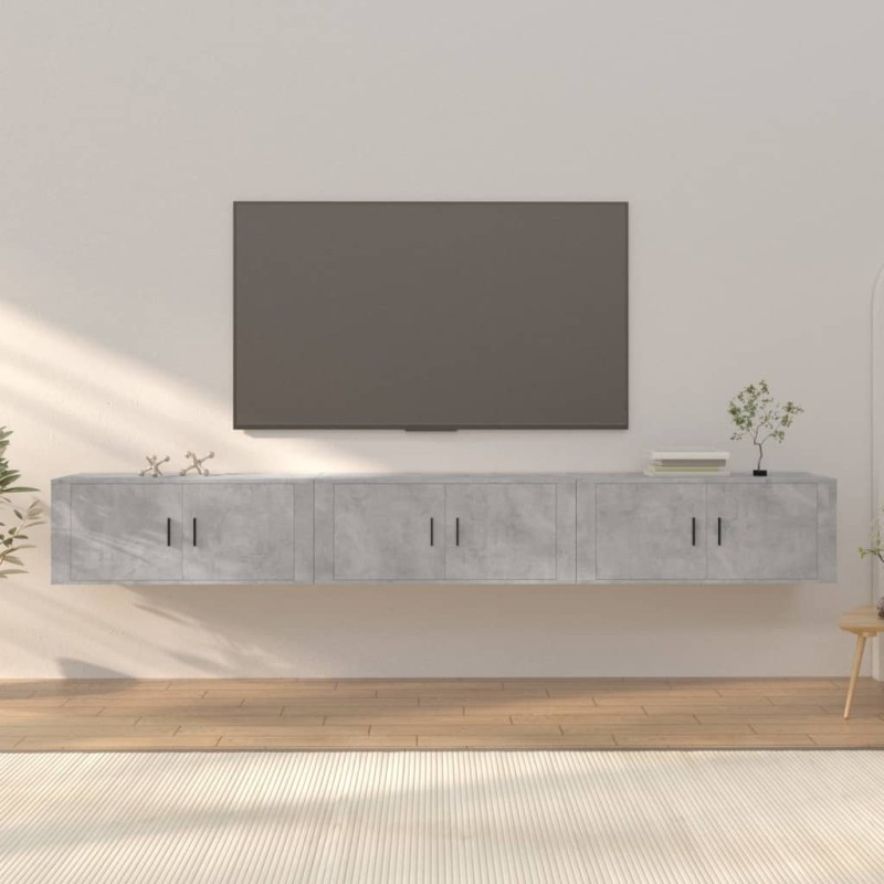 vidaXL TV-Wandschränke 3 Stk. Betongrau 100x34,5x40 cm vidaXL TV-Wandschränke 3 Stk. Betongrau 100x34,5x40 cm