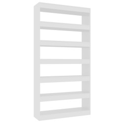 vidaXL Bücherregal/Raumteiler Hochglanz-Weiß 100×30×198 cm
