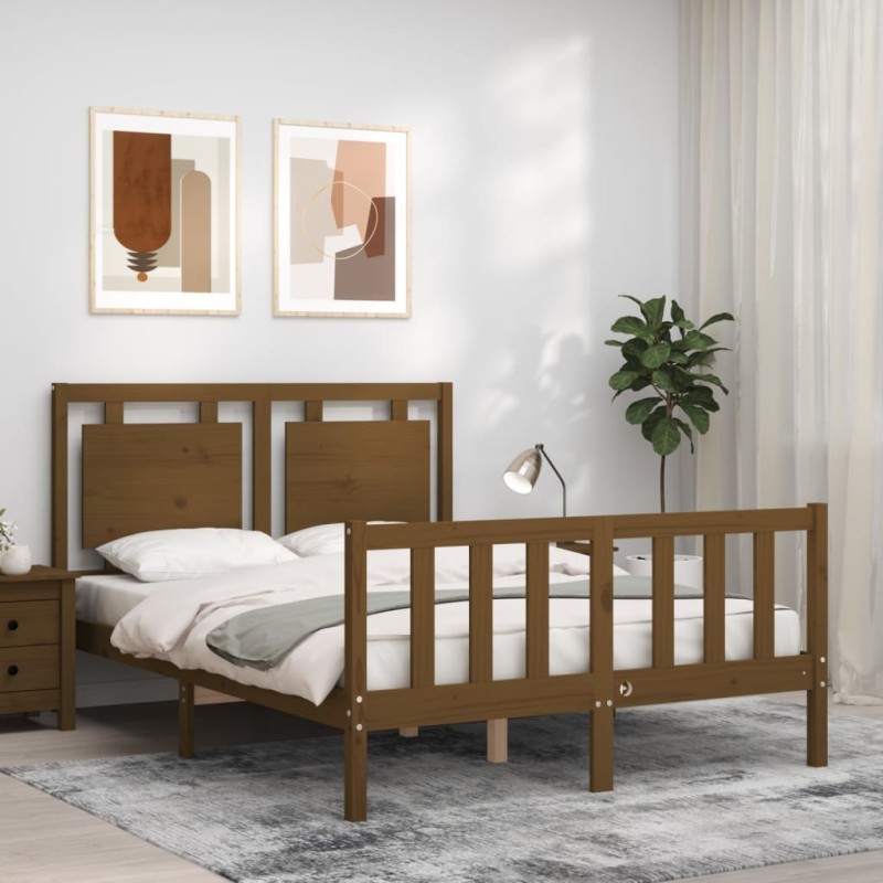 vidaXL Massivholzbett mit Kopfteil Honigbraun 120x200 cm vidaXL Massivholzbett mit Kopfteil Honigbraun 120x200 cm