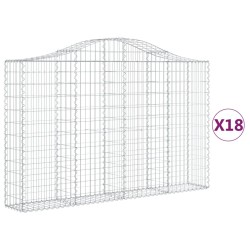 vidaXL Gabionen mit Hochbogen 18Stk. 200x30x120/140cm Verzinktes Eisen