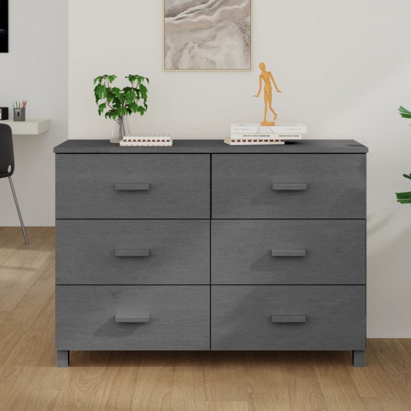 vidaXL Sideboard HAMAR Dunkelgrau 113x40x80 cm Massivholz Kiefer vidaXL Sideboard HAMAR Dunkelgrau 113x40x80 cm Massivholz Kiefer