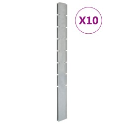 vidaXL Zaunpfosten 10 Stk. Silbern 200 cm Verzinkter Stahl