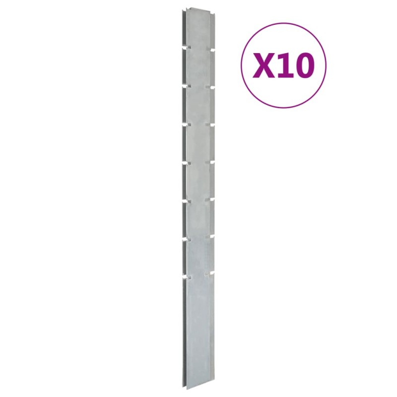 vidaXL Zaunpfosten 10 Stk. Silbern 200 cm Verzinkter Stahl vidaXL Zaunpfosten 10 Stk. Silbern 200 cm Verzinkter Stahl