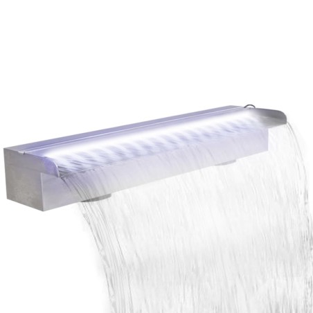 vidaXL Pool-Wasserfall Fontäne mit LEDs Rechteckig Edelstahl 60 cm