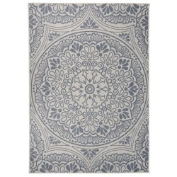 vidaXL Outdoor-Teppich Flachgewebe 120x170 cm Blaues Muster