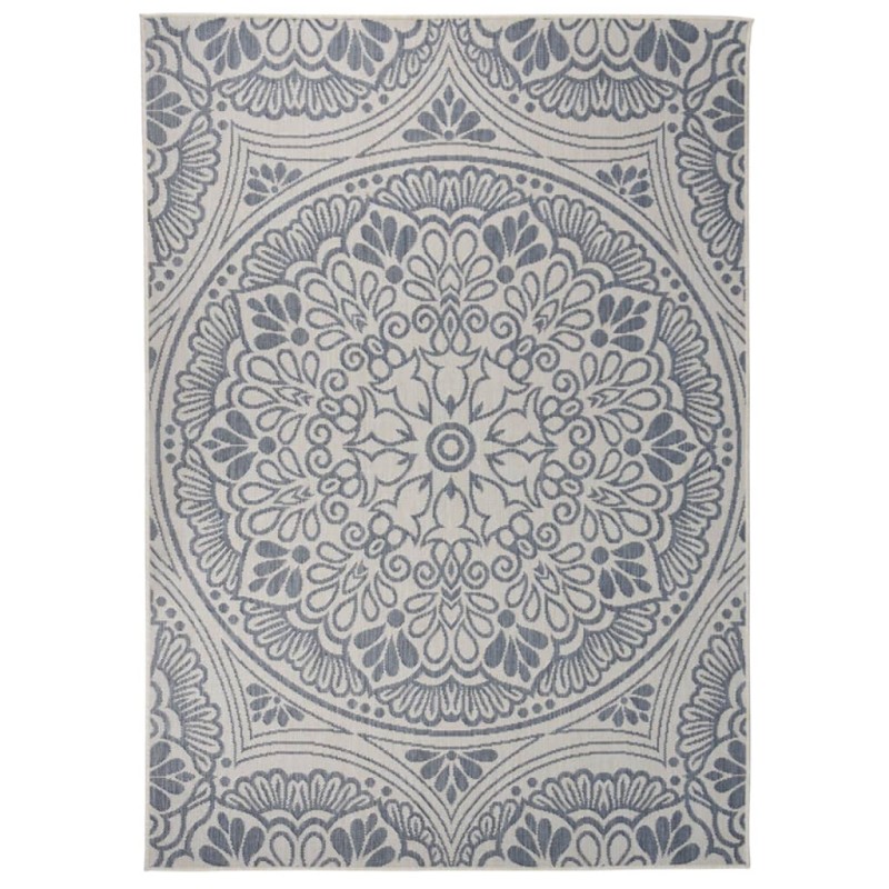vidaXL Outdoor-Teppich Flachgewebe 120x170 cm Blaues Muster vidaXL Outdoor-Teppich Flachgewebe 120x170 cm Blaues Muster