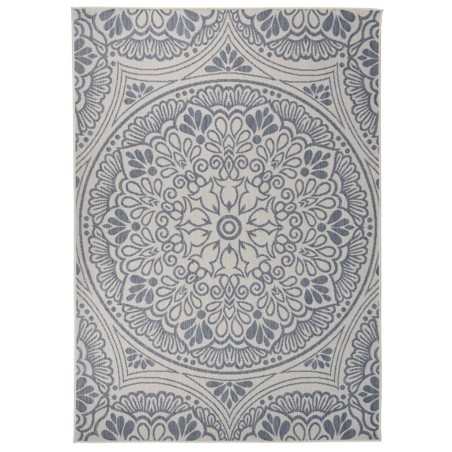 vidaXL Outdoor-Teppich Flachgewebe 120x170 cm Blaues Muster