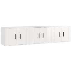 vidaXL TV-Wandschränke 3 Stk. Hochglanz-Weiß 57x34,5x40 cm