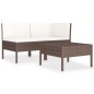 3-tlg. Garten-Lounge-Set mit Auflagen Poly Rattan Braun 3-tlg. Garten-Lounge-Set mit Auflagen Poly Rattan Braun