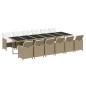 vidaXL 13-tlg. Garten-Essgruppe mit Kissen Poly Rattan Beige