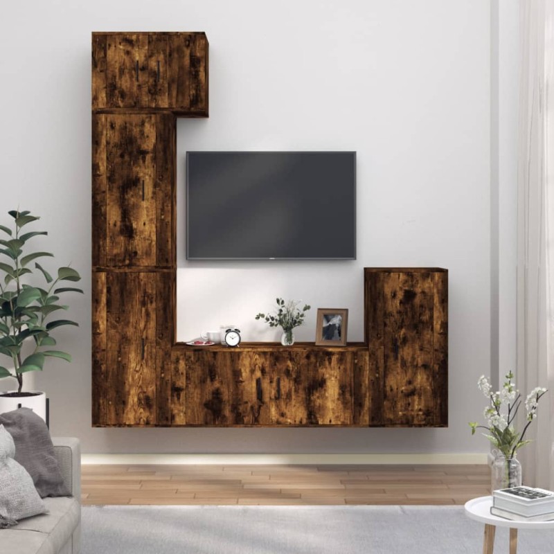vidaXL 5-tlg. TV-Schrank-Set Räuchereiche Holzwerkstoff vidaXL 5-tlg. TV-Schrank-Set Räuchereiche Holzwerkstoff