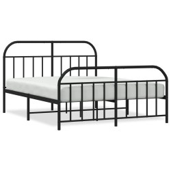 vidaXL Bettgestell mit Kopf- und Fußteil Metall Schwarz 180x200 cm