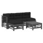 vidaXL 5-tlg. Garten-Lounge-Set mit Kissen Grau Massivholz vidaXL 5-tlg. Garten-Lounge-Set mit Kissen Grau Massivholz