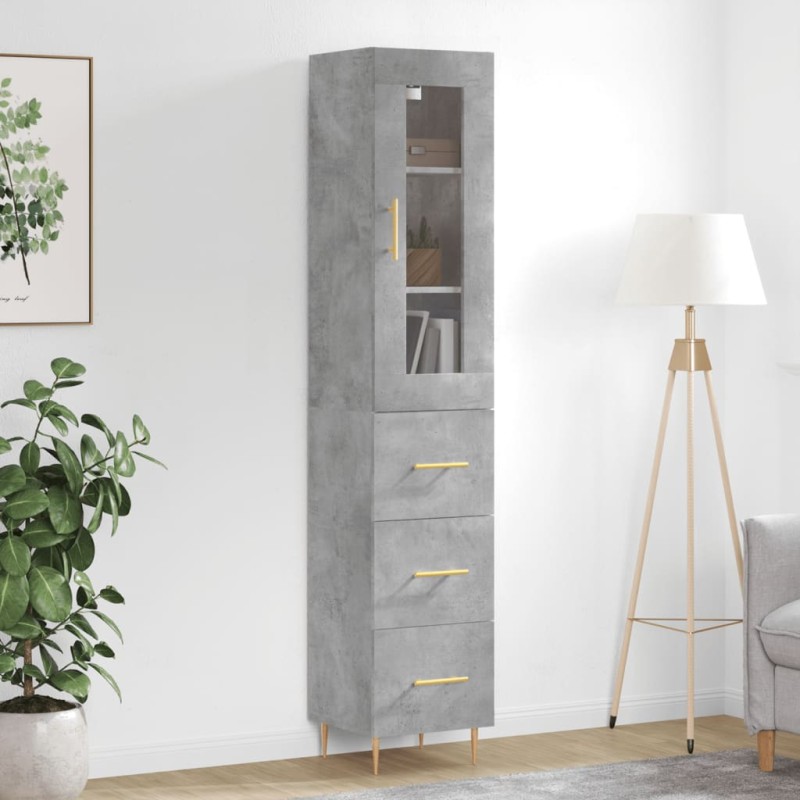 vidaXL Highboard Betongrau 34,5x34x180 cm Holzwerkstoff vidaXL Highboard Betongrau 34,5x34x180 cm Holzwerkstoff