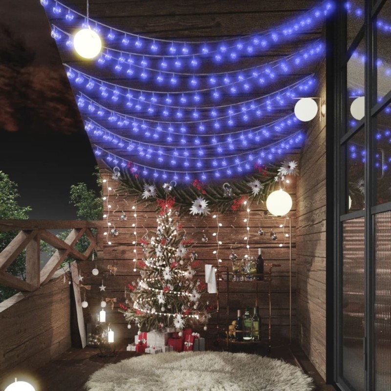 vidaXL Lichterkette Kugeln 20 m 200 LED Blau 8 Funktionen vidaXL Lichterkette Kugeln 20 m 200 LED Blau 8 Funktionen