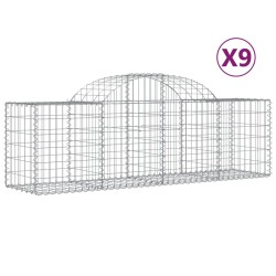 vidaXL Gabionen mit Hochbogen 9 Stk. 200x50x60/80 cm Verzinktes Eisen