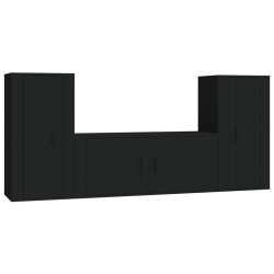 vidaXL 3-tlg. TV-Schrank-Set Schwarz Holzwerkstoff