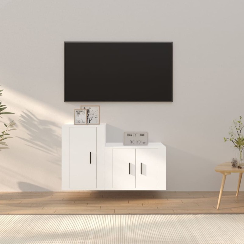 vidaXL 2-tlg. TV-Schrank-Set Weiß Holzwerkstoff vidaXL 2-tlg. TV-Schrank-Set Weiß Holzwerkstoff