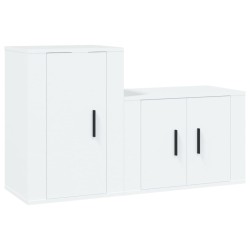 vidaXL 2-tlg. TV-Schrank-Set Weiß Holzwerkstoff
