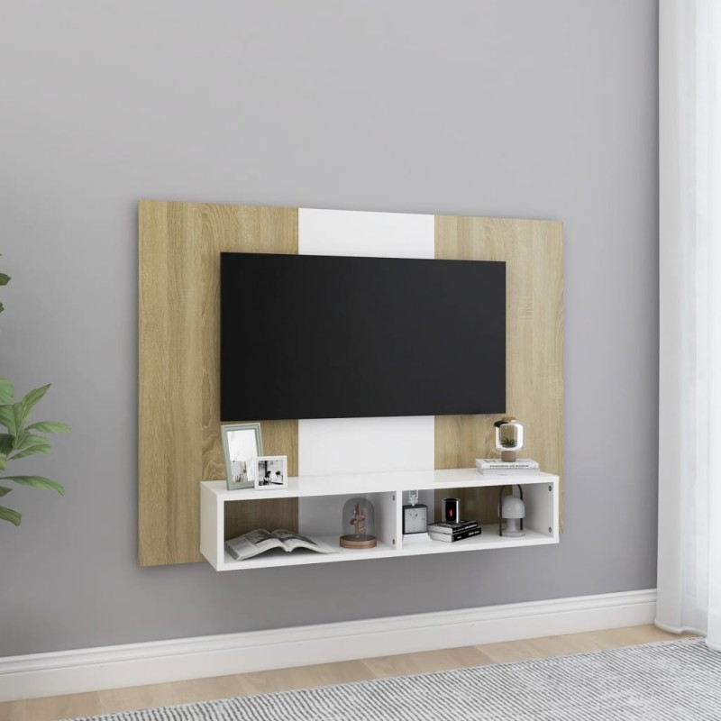 vidaXL TV-Wandschrank Weiß Sonoma-Eiche 120x23,5x90 cm Holzwerkstoff vidaXL TV-Wandschrank Weiß Sonoma-Eiche 120x23,5x90 cm Holzwerkstoff