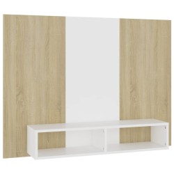 vidaXL TV-Wandschrank Weiß Sonoma-Eiche 120x23,5x90 cm Holzwerkstoff
