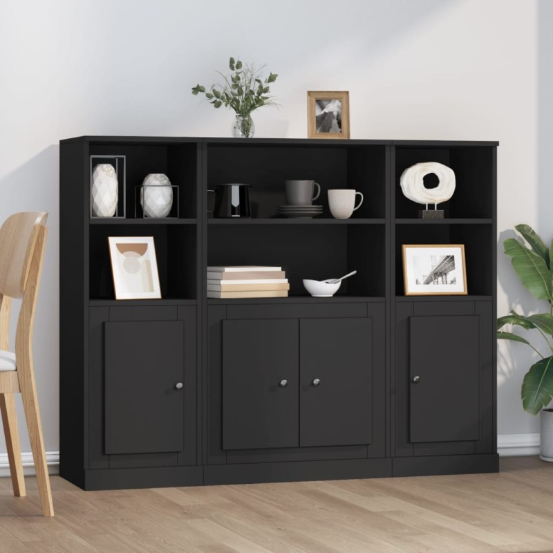 vidaXL Highboards 3 Stk. Schwarz Holzwerkstoff vidaXL Highboards 3 Stk. Schwarz Holzwerkstoff