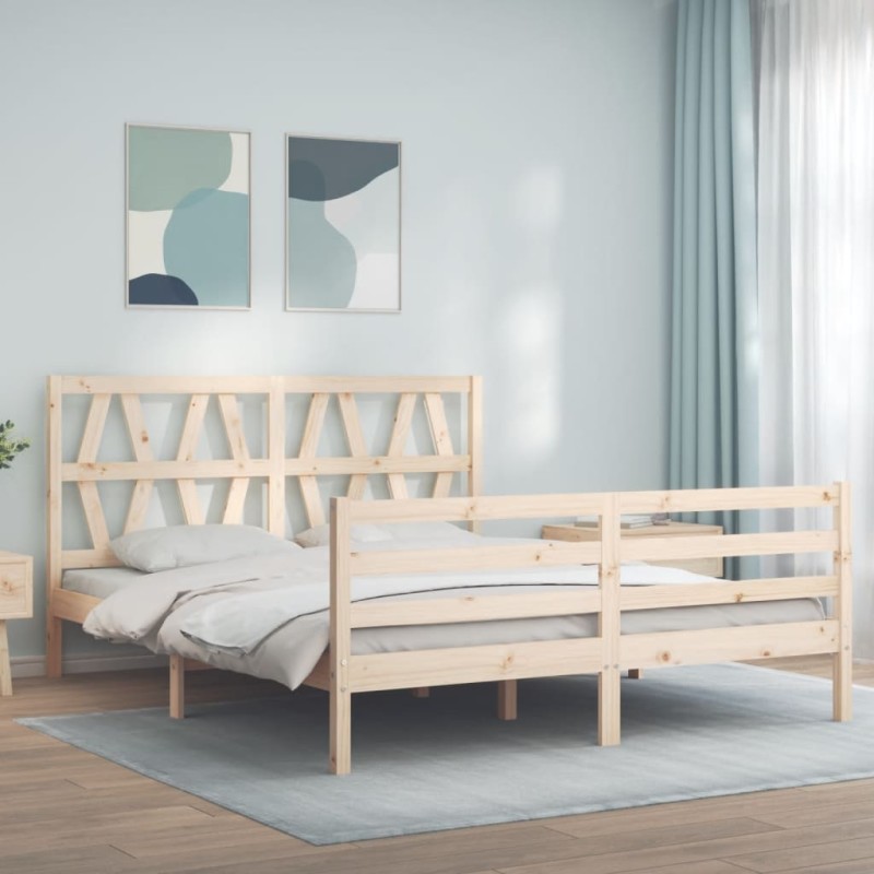 vidaXL Massivholzbett mit Kopfteil 160x200 cm vidaXL Massivholzbett mit Kopfteil 160x200 cm