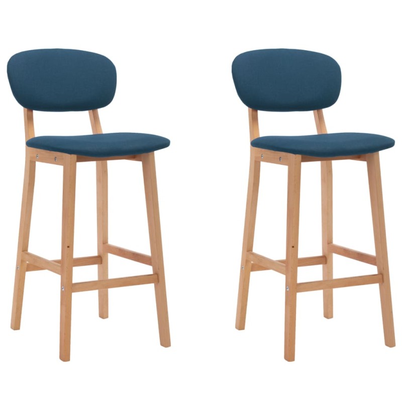 Barhocker 2 Stk. Blau Stoff Barhocker 2 Stk. Blau Stoff