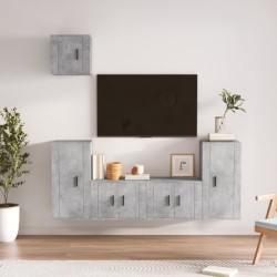 vidaXL 5-tlg. TV-Schrank-Set Betongrau Holzwerkstoff