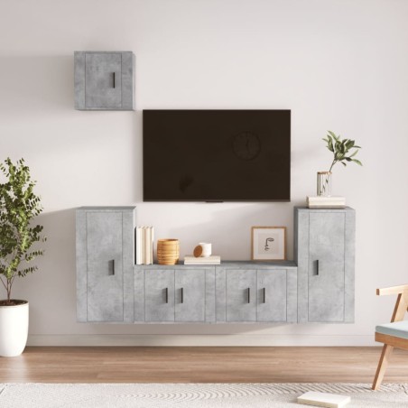 vidaXL 5-tlg. TV-Schrank-Set Betongrau Holzwerkstoff