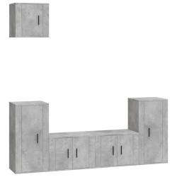 vidaXL 5-tlg. TV-Schrank-Set Betongrau Holzwerkstoff