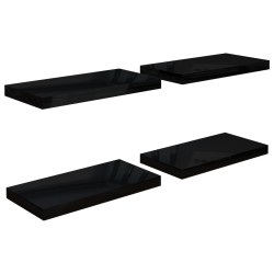 vidaXL Schwebende Wandregale 4 Stk. Hochglanz-Schwarz 50x23x3,8cm MDF 