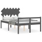vidaXL Massivholzbett mit Kopfteil Grau 120x200 cm vidaXL Massivholzbett mit Kopfteil Grau 120x200 cm