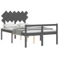 vidaXL Massivholzbett mit Kopfteil Grau 120x200 cm vidaXL Massivholzbett mit Kopfteil Grau 120x200 cm