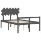 vidaXL Massivholzbett mit Kopfteil Grau 120x200 cm vidaXL Massivholzbett mit Kopfteil Grau 120x200 cm