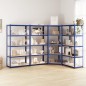 vidaXL Regale mit 5 Böden 4 Stk. Blau Stahl & Holzwerkstoff vidaXL Regale mit 5 Böden 4 Stk. Blau Stahl & Holzwerkstoff