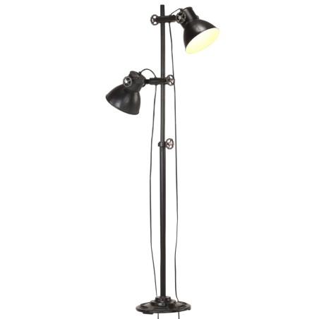 vidaXL Stehlampe 2-flammig Schwarz E27 Gusseisen  